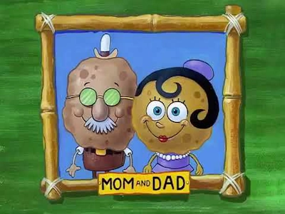 SpongeBob's mom and dad smiling